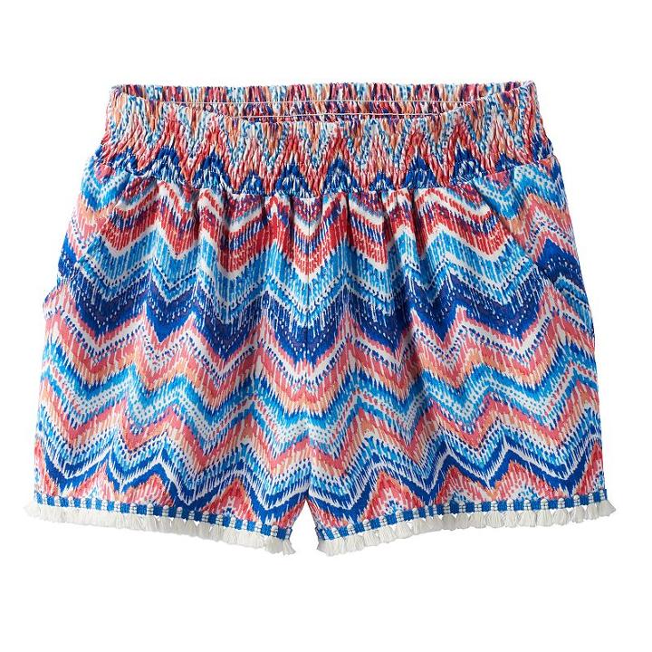 Girls 7-16 Joey B Patterned Soft Fringe Trim Shorts, Girl's, Size: Large, Blue Other