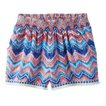 Girls 7-16 Joey B Patterned Soft Fringe Trim Shorts, Girl's, Size: Large, Blue Other