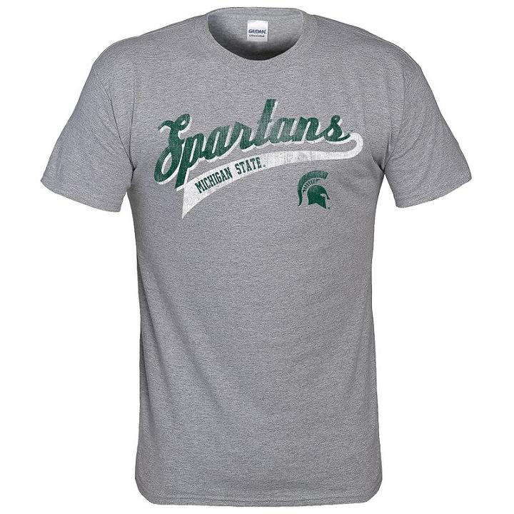 Men's Michigan State Spartans Worn Upon Script Tee, Size: Xl, Med Grey