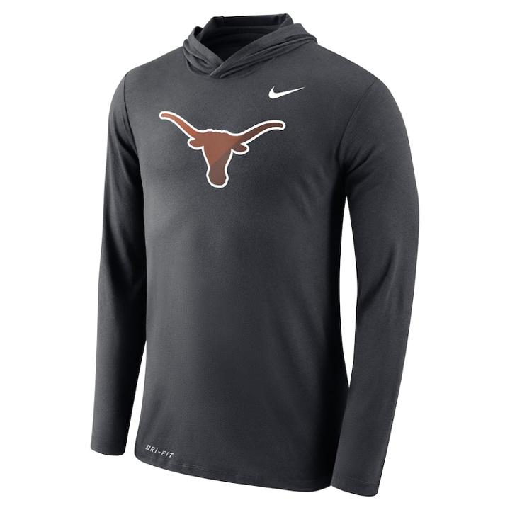 Men's Nike Texas Longhorns Dri-fit Hooded Tee, Size: Xl, Grey (anthracite)