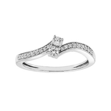 10k White Gold 1/4 Carat T.w. Diamond 2-stone Ring, Women's, Size: 8