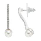 Simulated Pearl Stick Nickel Free Linear Earrings, Women's, White Oth