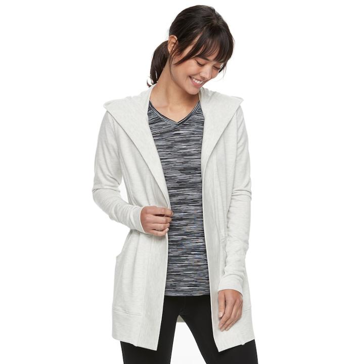 Women's Tek Gear&reg; Cinched-waist Hooded Wrap Top, Size: Small, Light Grey