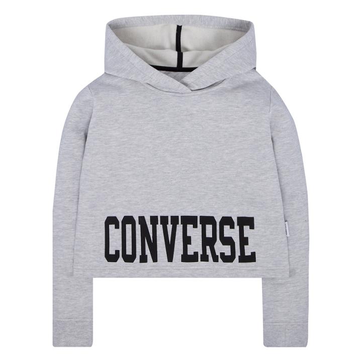 Girls 7-16 Converse Collegiate Cropped Pullover Hoodie, Size: Large, Light Grey