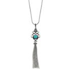 Long Simulated Turquoise Tassel Pendant Necklace, Women's, Turq/aqua
