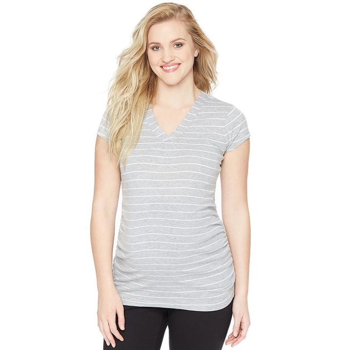 Maternity Oh Baby By Motherhood&trade; Ruched V-neck Tee, Women's, Size: Xl, Grey (charcoal)