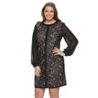 Plus Size Suite 7 Lace Shift Dress, Women's, Size: 16 W, Black