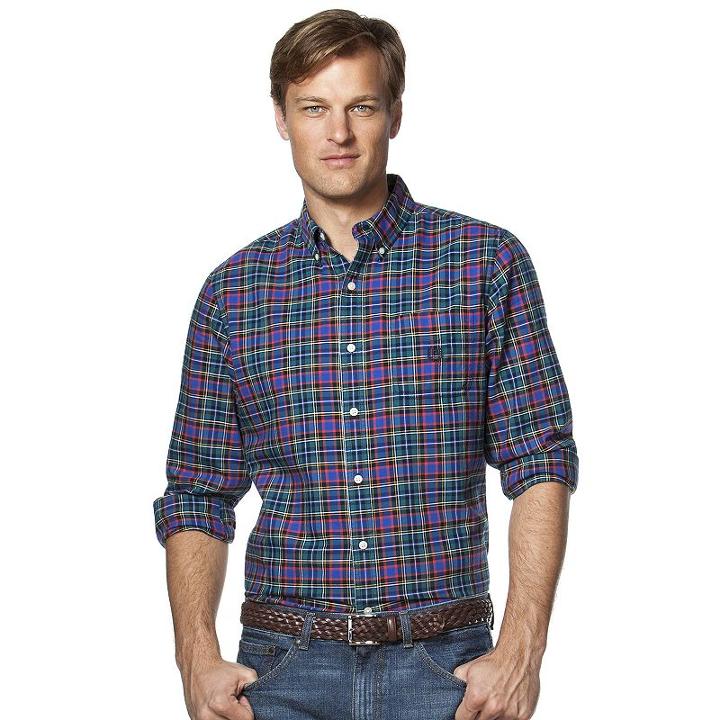 Men's Chaps Classic-fit Oxford Checked Button-down Shirt, Size: Small, Green