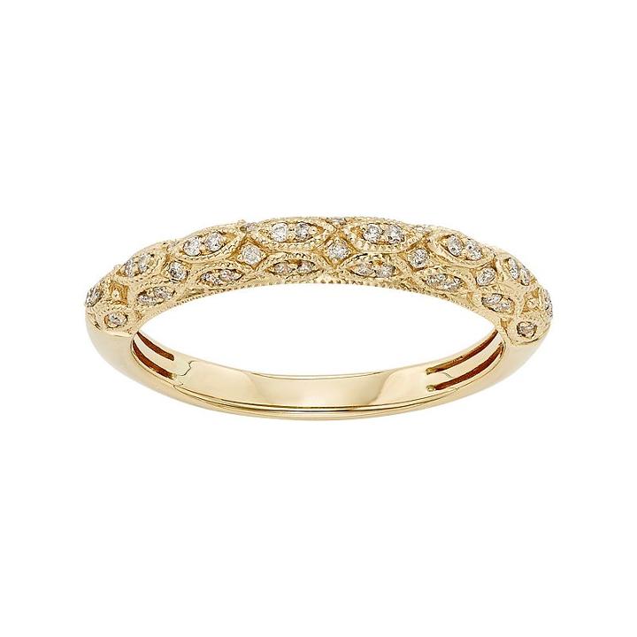 1/5 Carat T.w. Igl Certified Diamond 14k Gold Art Deco Wedding Ring, Women's, Size: 6, Yellow