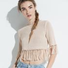 K/lab Fringe Crop Sweater, Girl's, Size: Large, White