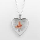 Sterling Silver Butterfly Flower Heart Locket, Women's, Size: 18, Grey