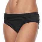 Women's Beach Scene Ruched Bikini Bottoms, Size: 6, Black