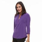 Women's Dana Buchman Knit Henley Top, Size: Xl, Med Purple