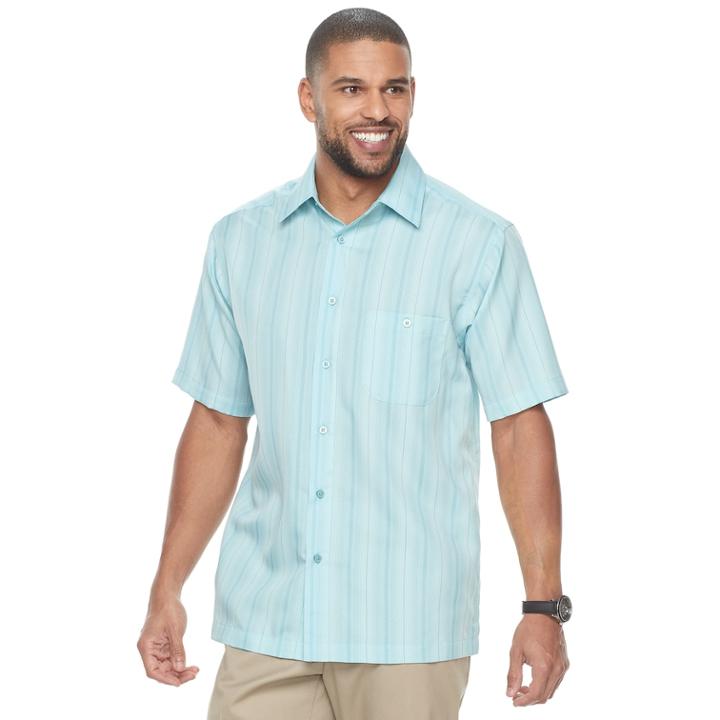 Men's Haggar Classic-fit Plaid Easy-care Button-down Shirt, Size: Xl, Med Blue
