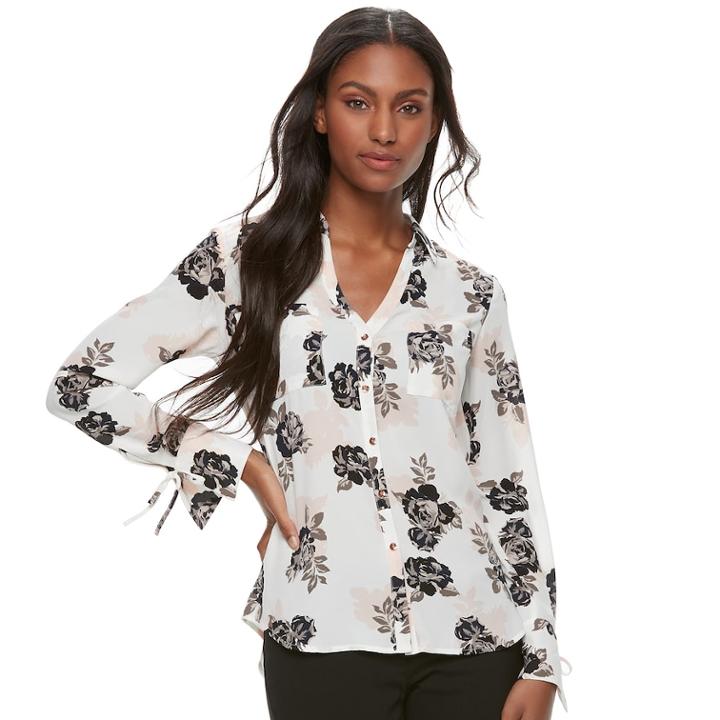 Juniors' Candie's&reg; Trumpet Sleeve Blouse, Teens, Size: Small, Oxford