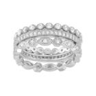 Sterling Silver Lab-created White Sapphire Scalloped Stack Ring Set, Women's, Size: 6