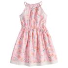 Girls 4-12 Sonoma Goods For Life&trade; Highneck Cinched Patterned Dress, Size: 7, Light Pink