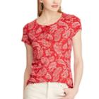 Women's Chaps Print Lace-up Tee, Size: Medium, Red