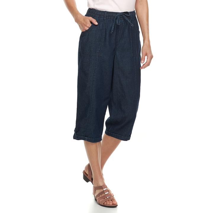 Women's Gloria Vanderbilt Thea Sheeting Button-tab Capris, Size: Xl, Brt Blue
