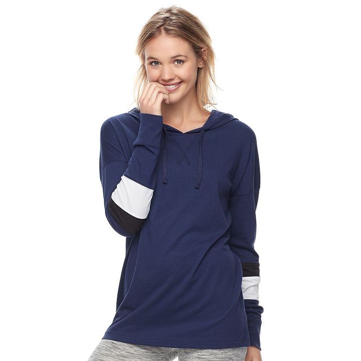Juniors' So&reg; Perfectly Soft Striped Sleeve Hooded Tee, Teens, Size: Xs, Drk Purple