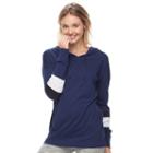 Juniors' So&reg; Perfectly Soft Striped Sleeve Hooded Tee, Teens, Size: Xs, Drk Purple