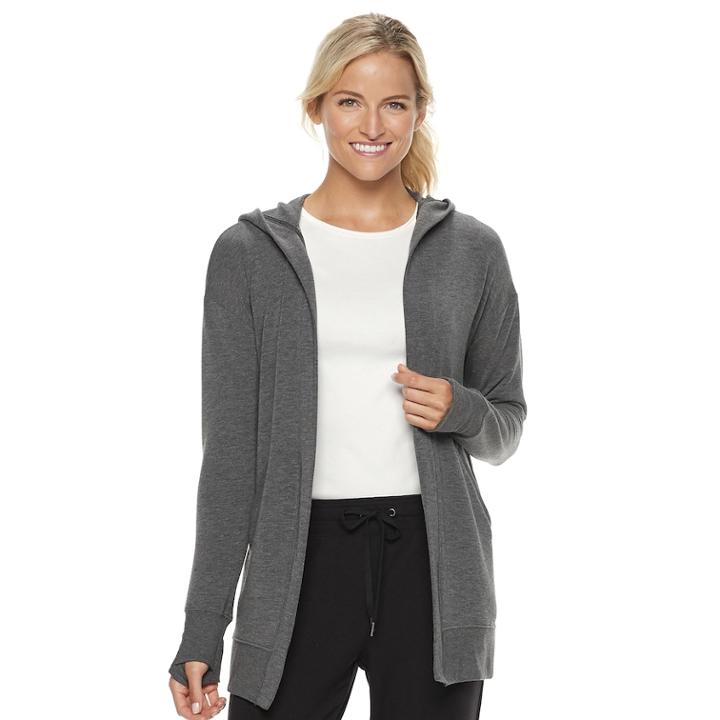 Petite Tek Gear&reg; Hooded Wrap Cardigan, Women's, Size: S Petite, Black