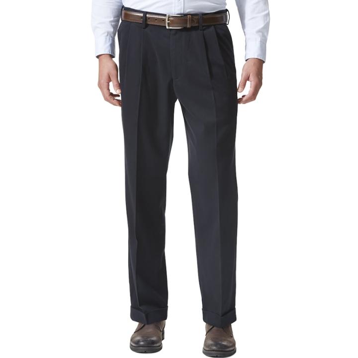 Men's Dockers&reg; Relaxed Fit Comfort Stretch D4 Pleated Cuffed Khaki Pants, Size: 40x32, Blue (navy)