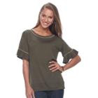 Women's Apt. 9&reg; Flutter Sleeve Sweater, Size: Medium, Green