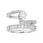 14k White Gold 1 Carat T.w. Igl Certified Diamond Interlocking Engagement Ring Set, Women's, Size: 8