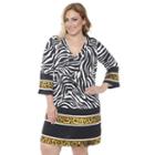 Plus Size White Mark Printed Shift Dress, Women's, Size: 3xl, Black