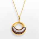 18k Gold Over Brass Crystal Circle Pendant, Women's, Yellow
