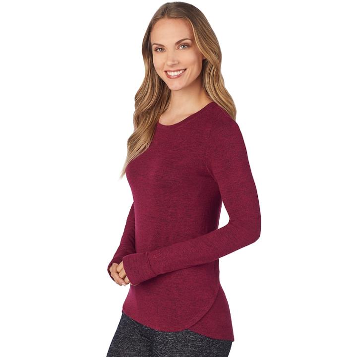 Women's Cuddl Duds Soft Knit Long Sleeve Top, Size: Medium, Red