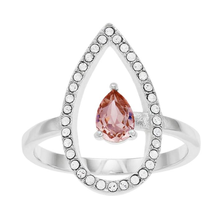 Brilliance Open Teardrop Ring With Swarovski Crystals, Women's, Size: 8, Pink