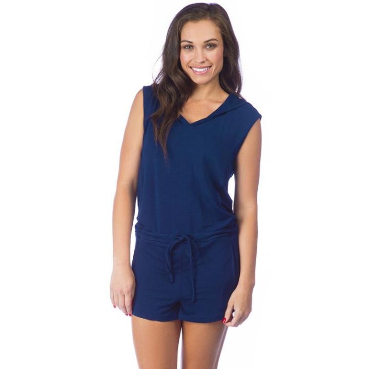Women's Pl Movement By Pink Lotus Mantra Hooded Romper, Size: Small, Dark Blue