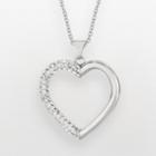 Silver On The Rocks Sterling Silver Crystal Heart Pendant - Made With Swarovski Crystals, Women's, White