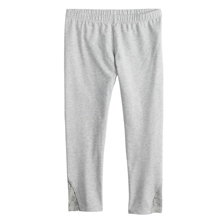 Girls 7-16 & Plus Size So&reg; Lace Hem Capri Leggings, Size: 12, Med Grey