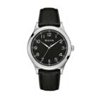 Bulova Men's Leather Watch - 96b233, Black