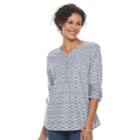 Women's Croft & Barrow&reg; Print Henley Top, Size: Xl, Blue