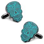 Glow-in-the-dark Day Of The Dead Cuff Links, Men's, Blue