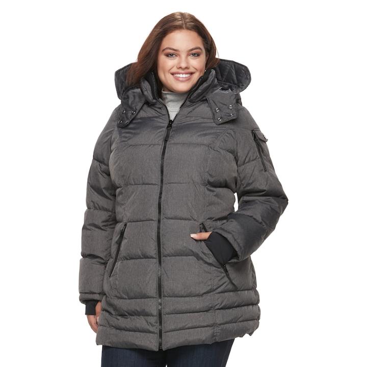 Plus Size Apt. 9&reg; Hooded Puffer Jacket, Women's, Size: 3xl, Grey