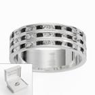 Traditions Silver Plate Black And White Crystal Multirow Ring, Women's, Size: 7