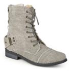 Journee Collection Zafrina Women's Lace-up Ankle Boots, Girl's, Size: Medium (6.5), Beig/green (beig/khaki)