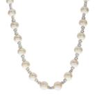Pearlustre By Imperial Sterling Silver Freshwater Cultured Pearl Station Necklace, Women's, White