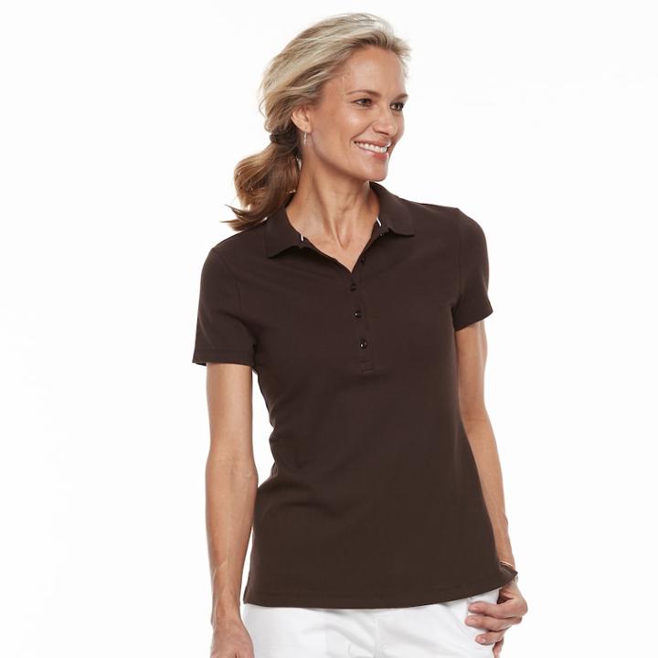 Women's Croft & Barrow&reg; Classic Polo, Size: Xxl, Dark Brown