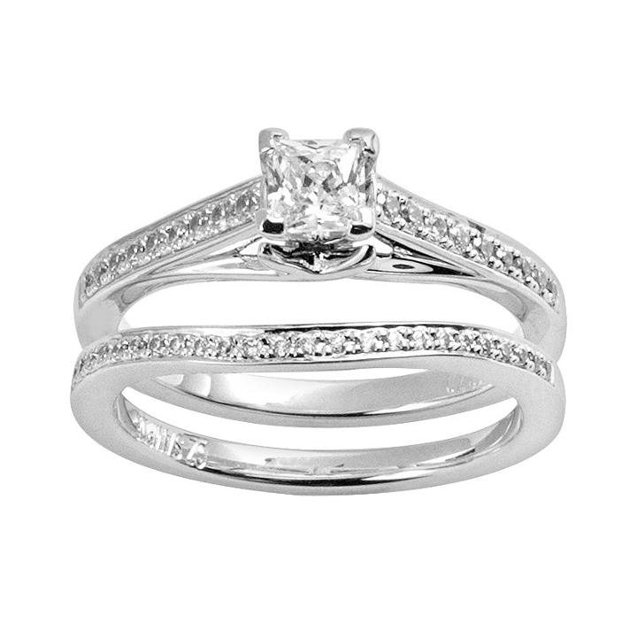 Princess-cut Certified Diamond Engagement Ring Set In 14k White Gold (5/8 Ct. T.w.), Women's, Size: 10
