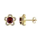 Laura Ashley 10k Gold Garnet & Diamond Accent Flower Stud Earrings, Women's, Red