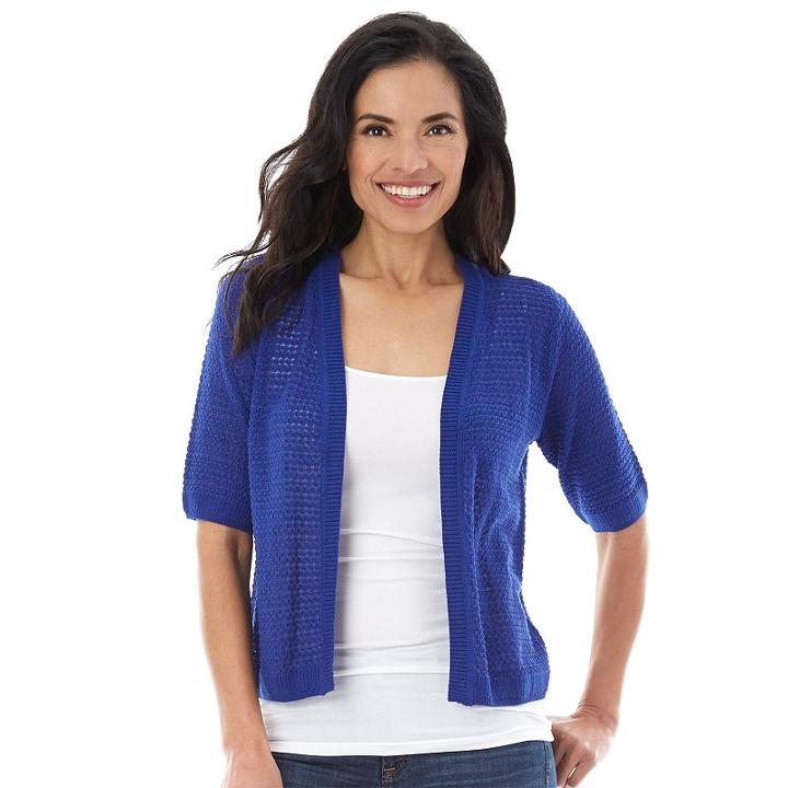 Women's Ab Studio Open Front Cardigan, Size: Small, Brt Blue