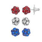 Red, White & Blue Fireball Stud Earring Set, Women's, Multicolor