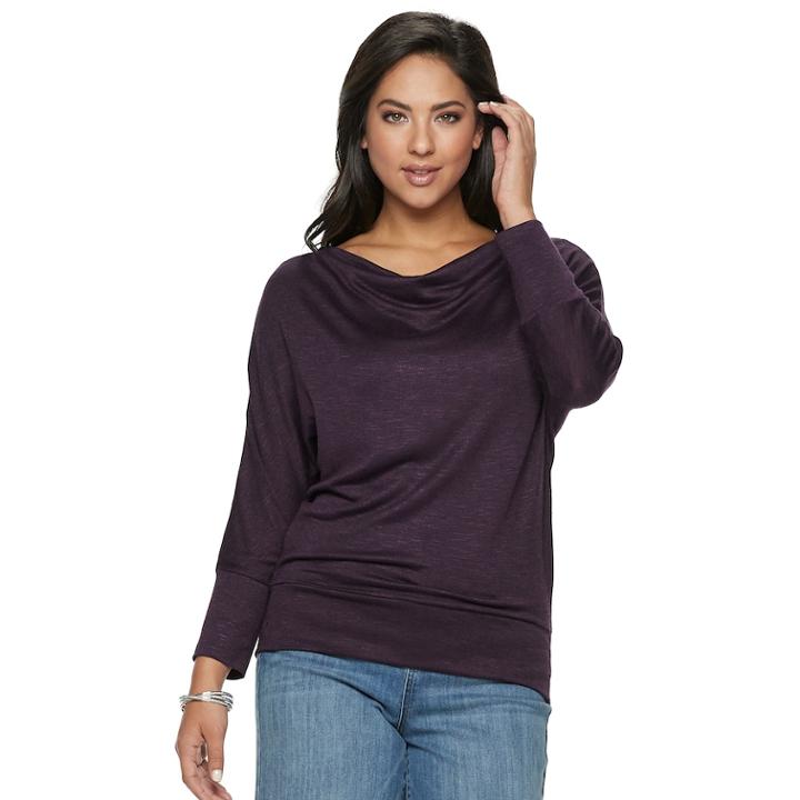Women's Jennifer Lopez Cowlneck Top, Size: Medium, Drk Purple
