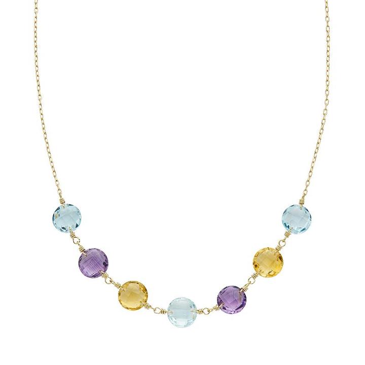 Gemstone 14k Gold Necklace, Women's, Size: 16, Multicolor